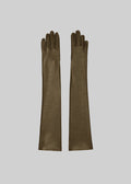 Veneto Long Leather Gloves - Dark Olive