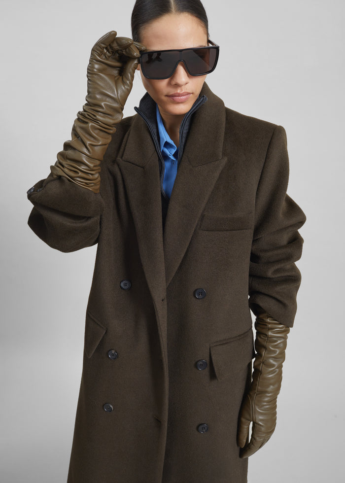 Veneto Long Leather Gloves - Dark Olive