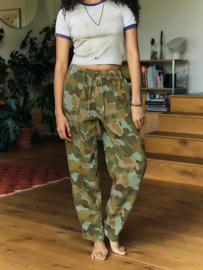 Dark Olive Green ventura chore pant in painted camo