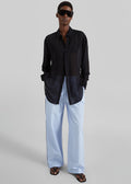 Verlin Sheer Chiffon Tie Cuff Shirt - Black