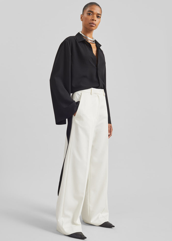 Verlin Sheer Chiffon Tie Cuff Shirt - Black