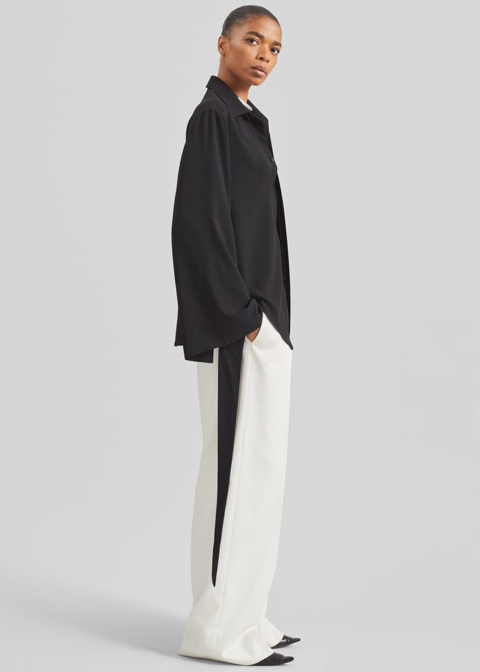 Verlin Sheer Chiffon Tie Cuff Shirt - Black