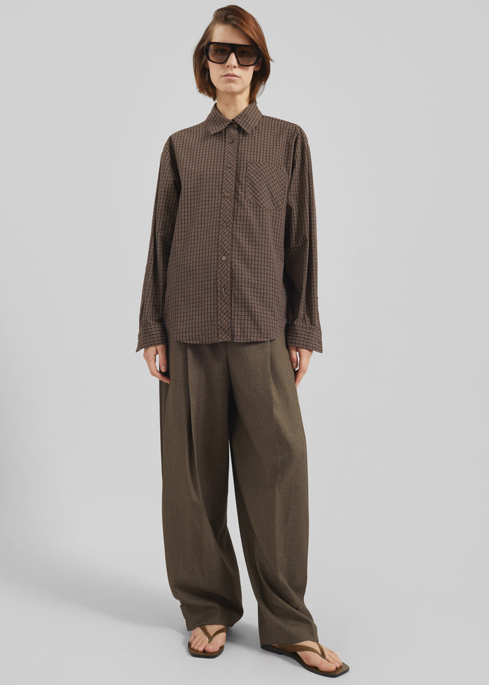 Vesta Cotton Shirt - Brown Plaid