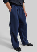 Vetigny Drawstring Pleated Sweatpants - Navy