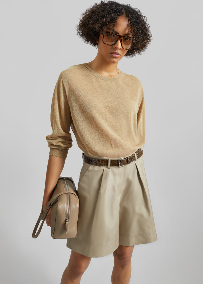 Veyra Adjustable Cuff Shorts - Beige