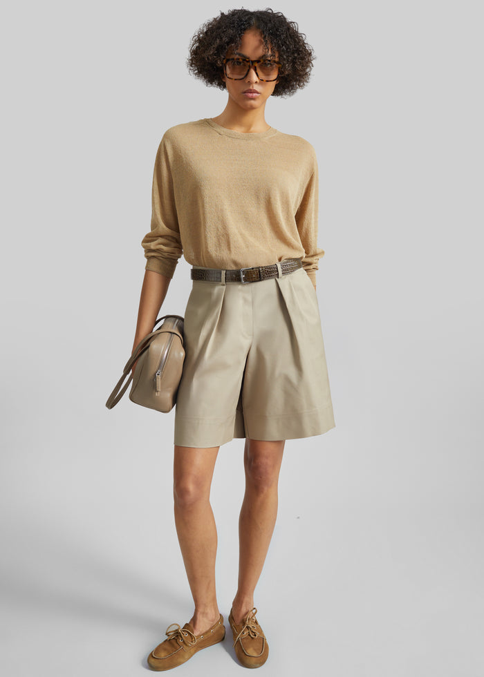 Veyra Adjustable Cuff Shorts - Beige