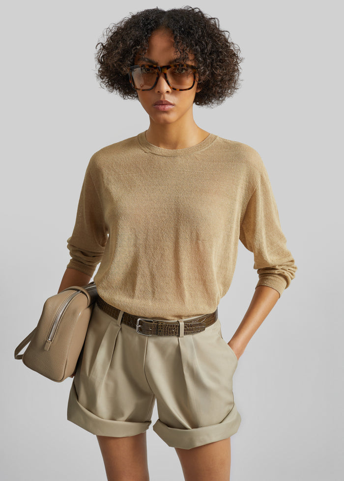 Veyra Adjustable Cuff Shorts - Beige