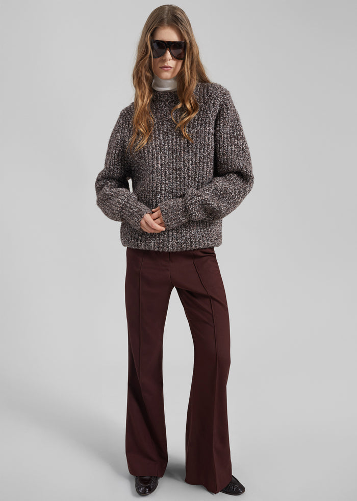 Vezia Chunky Knit Sweater - Brown Melange
