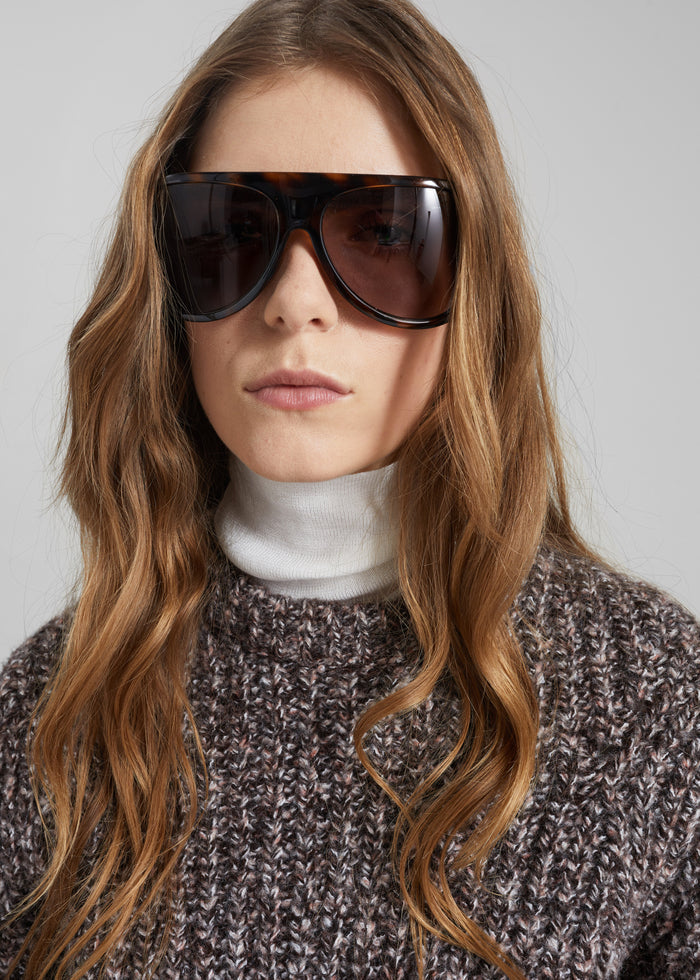 Vezia Chunky Knit Sweater - Brown Melange