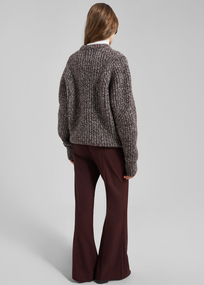 Vezia Chunky Knit Sweater - Brown Melange