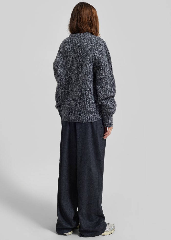 Vezia Chunky Knit Sweater - Dark Grey Melange