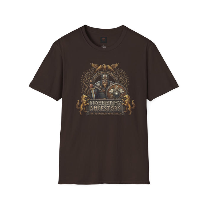 Viking Shield Helmets Blood of My Ancestors T-Shirt | Norse Warrior Design