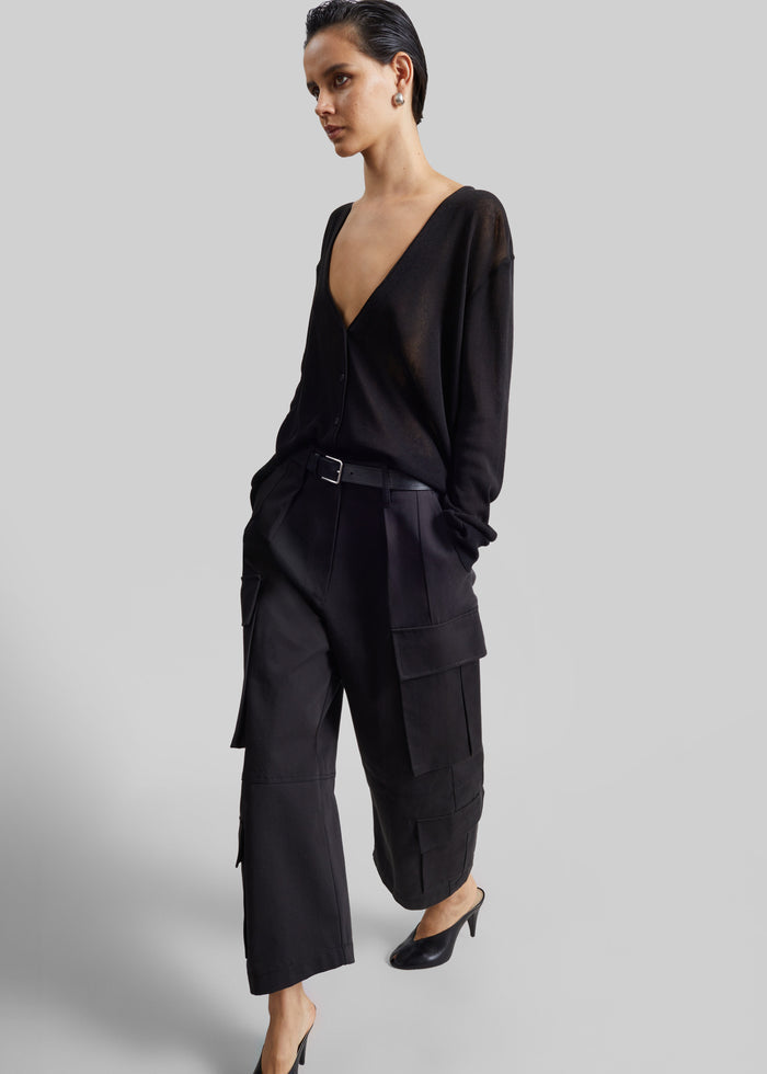 Villeron Cropped Cargo Pants - Black