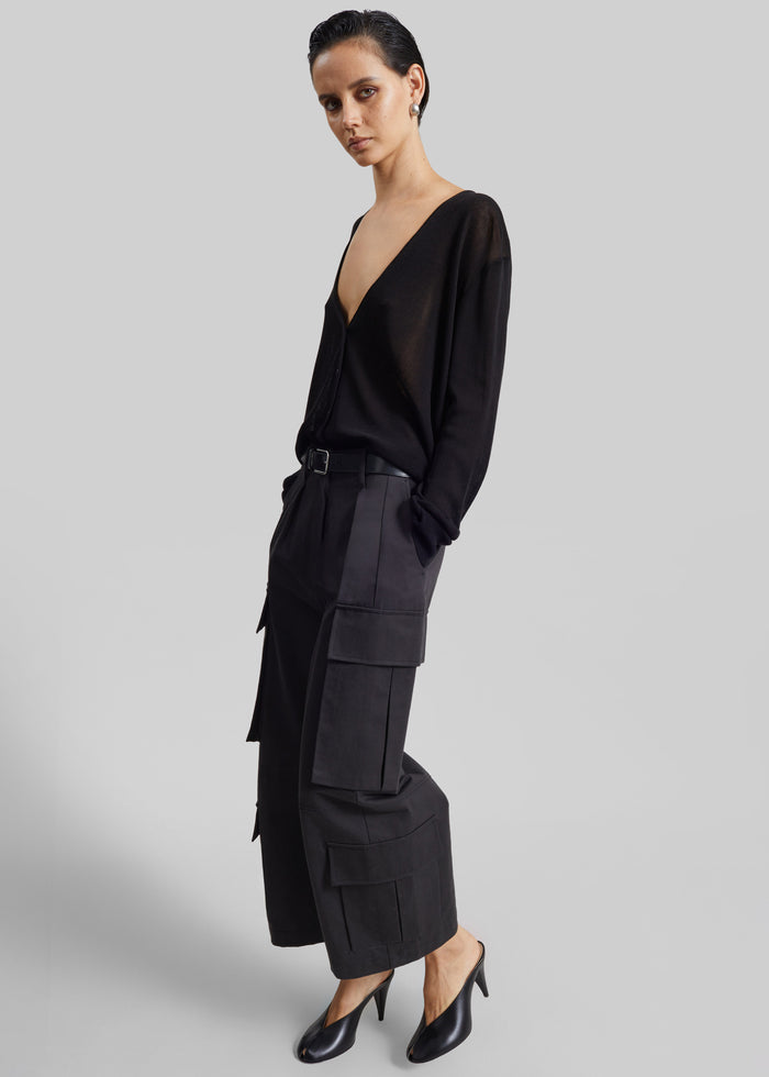 Villeron Cropped Cargo Pants - Black