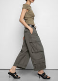 Villeron Cropped Cargo Pants - Dark Olive