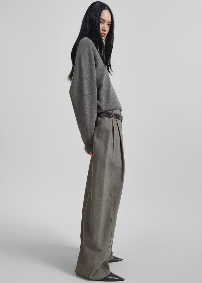 Vora Barrel Leg Pants - Grey