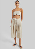 Vorey Pleated Bermuda Shorts - Beige