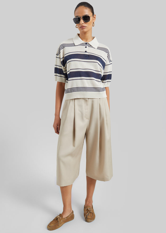 Vorey Pleated Bermuda Shorts - Beige