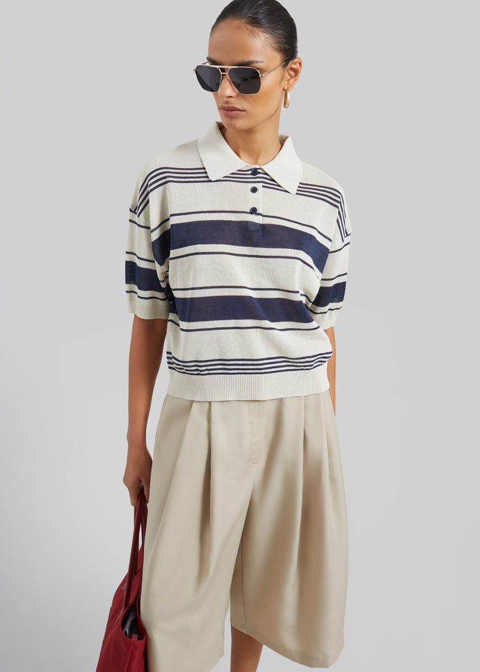 Vorey Pleated Bermuda Shorts - Beige