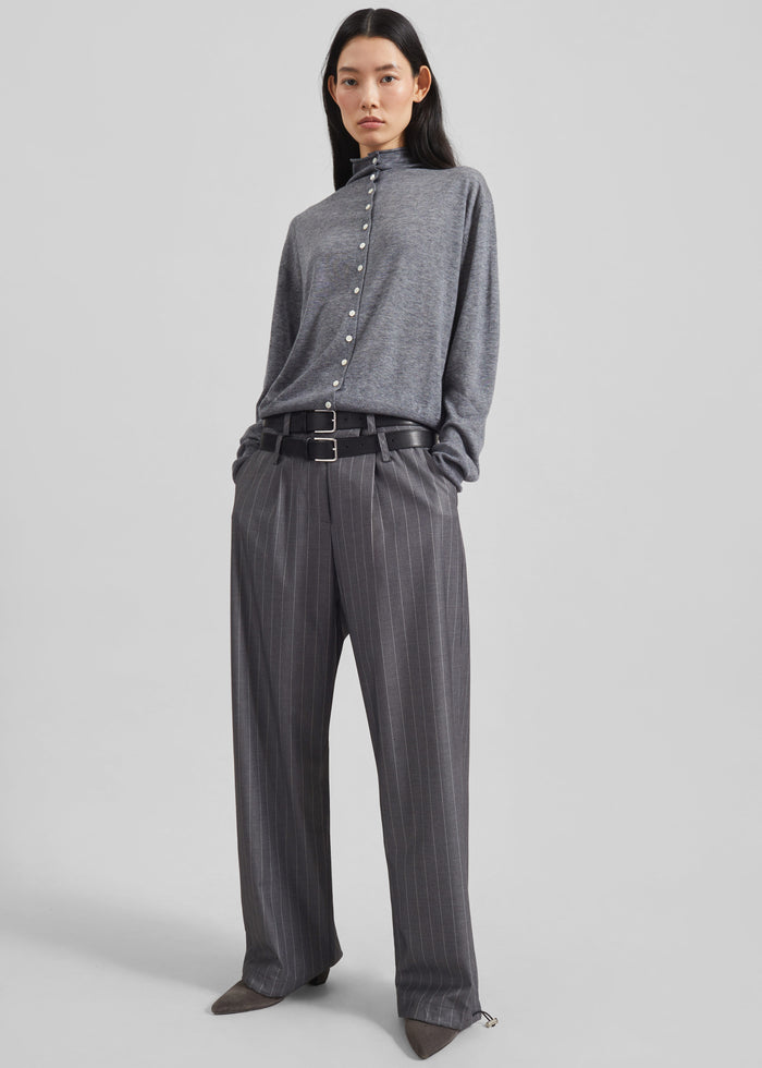 Vradal High Neck Cardigan - Grey