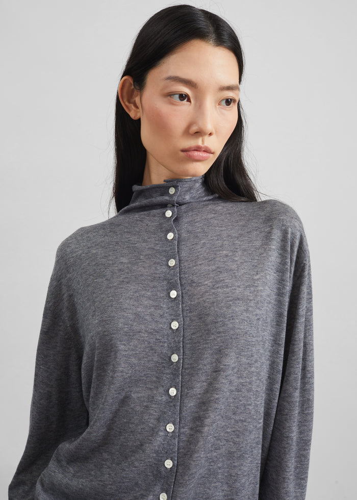 Vradal High Neck Cardigan - Grey