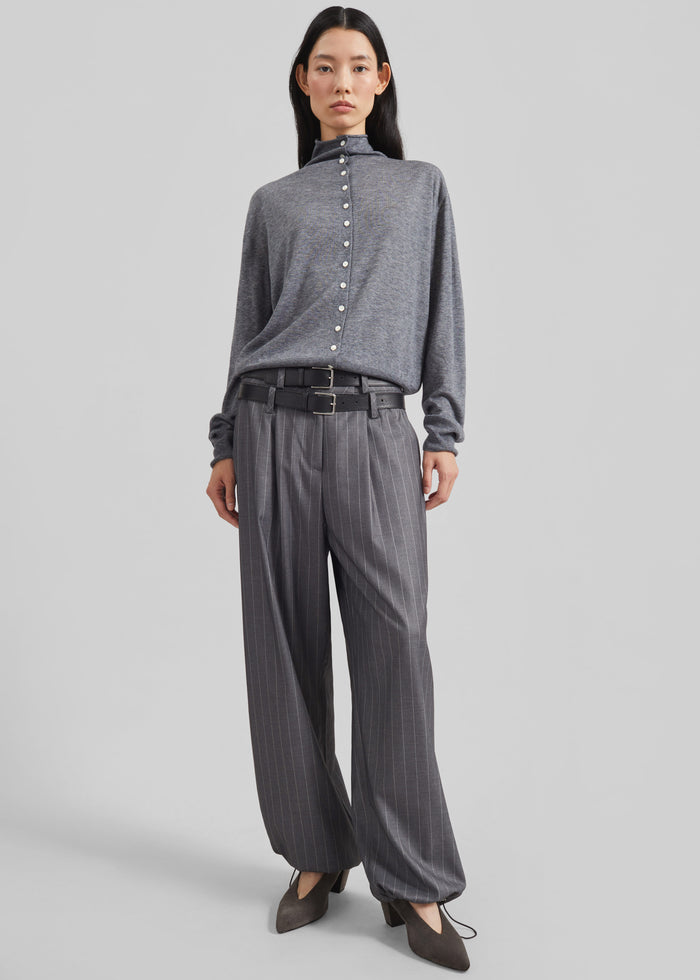 Vradal High Neck Cardigan - Grey