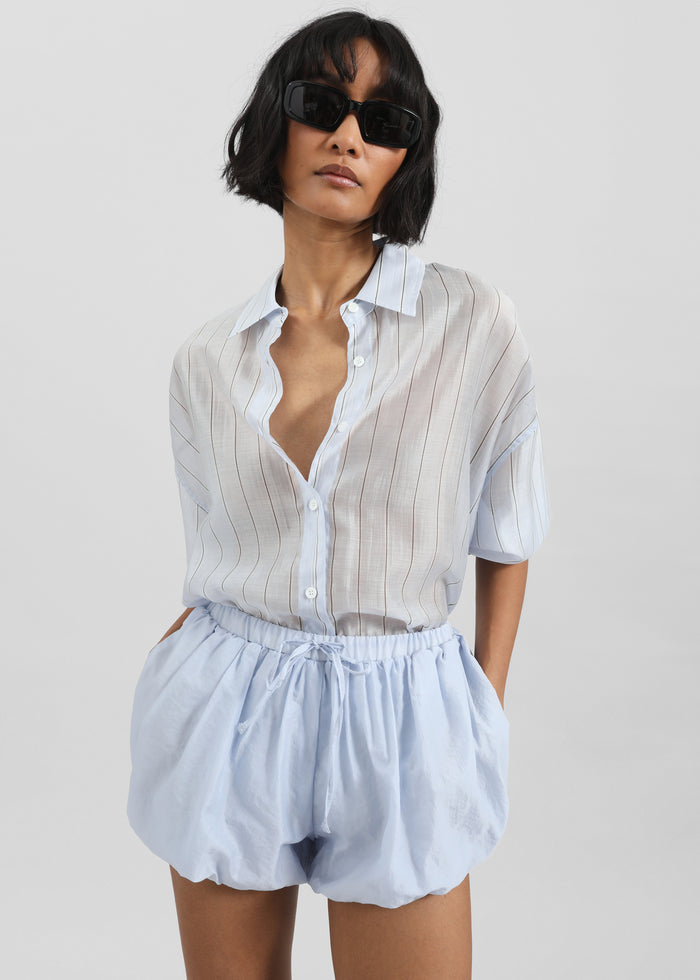 Vranor Light Sheer Shirt - Light Blue/Black Stripe