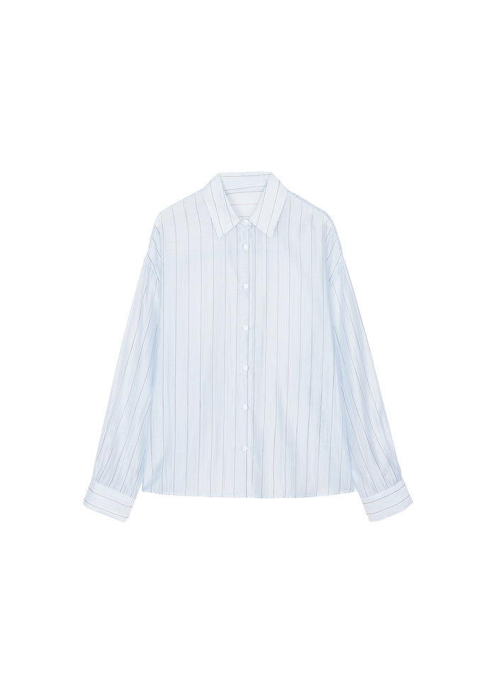 Vranor Light Sheer Shirt - Light Blue/Black Stripe