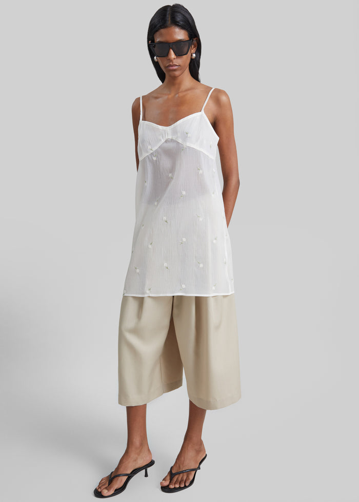 Walina Sheer Embroidered Slip Dress - Ivory