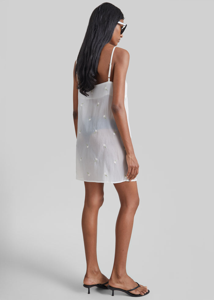 Walina Sheer Embroidered Slip Dress - Ivory