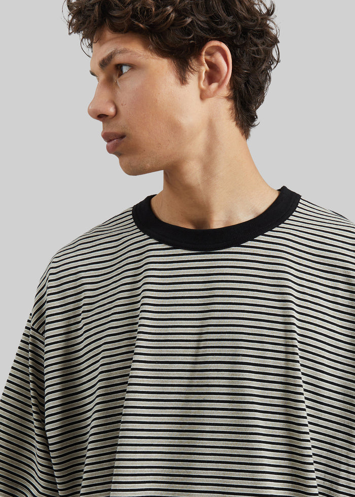 Wallace Oversized T-Shirt - Beige/Brown Stripe