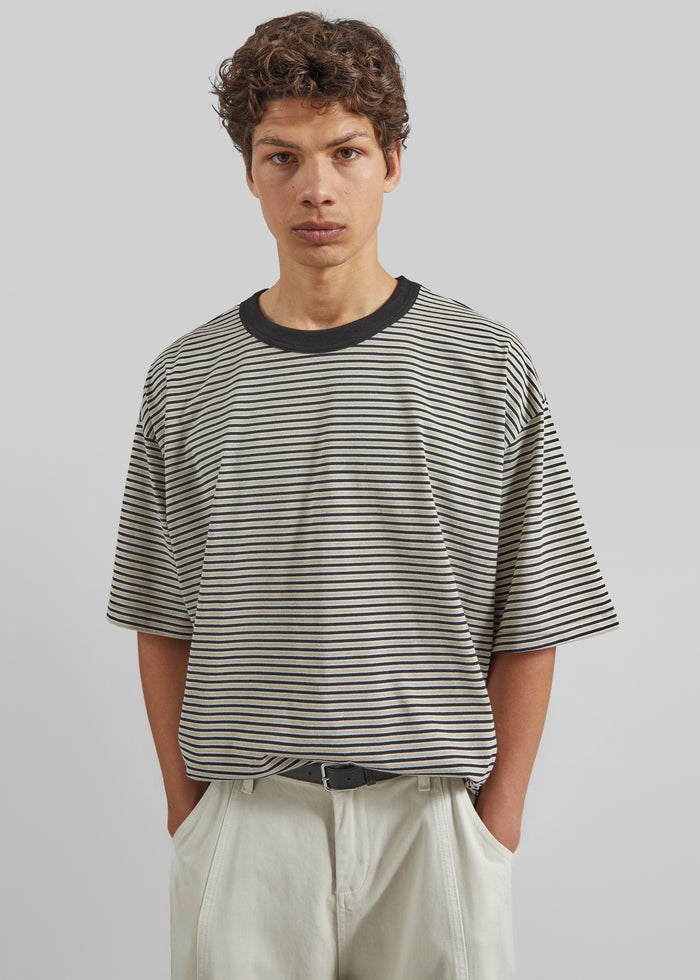 Wallace Oversized T-Shirt - Beige/Brown Stripe
