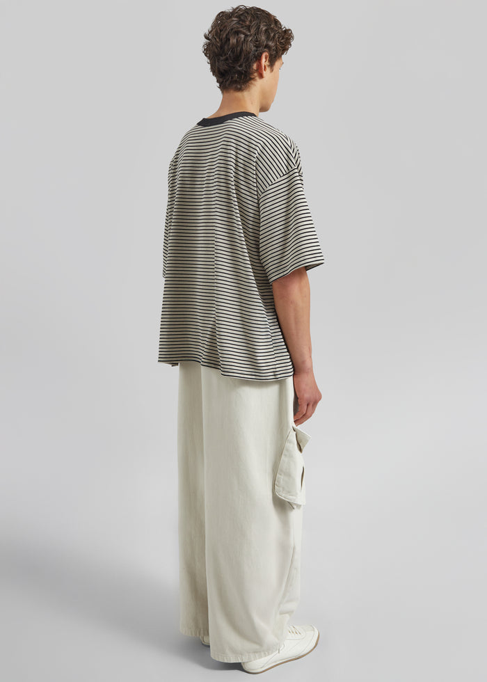 Wallace Oversized T-Shirt - Beige/Brown Stripe