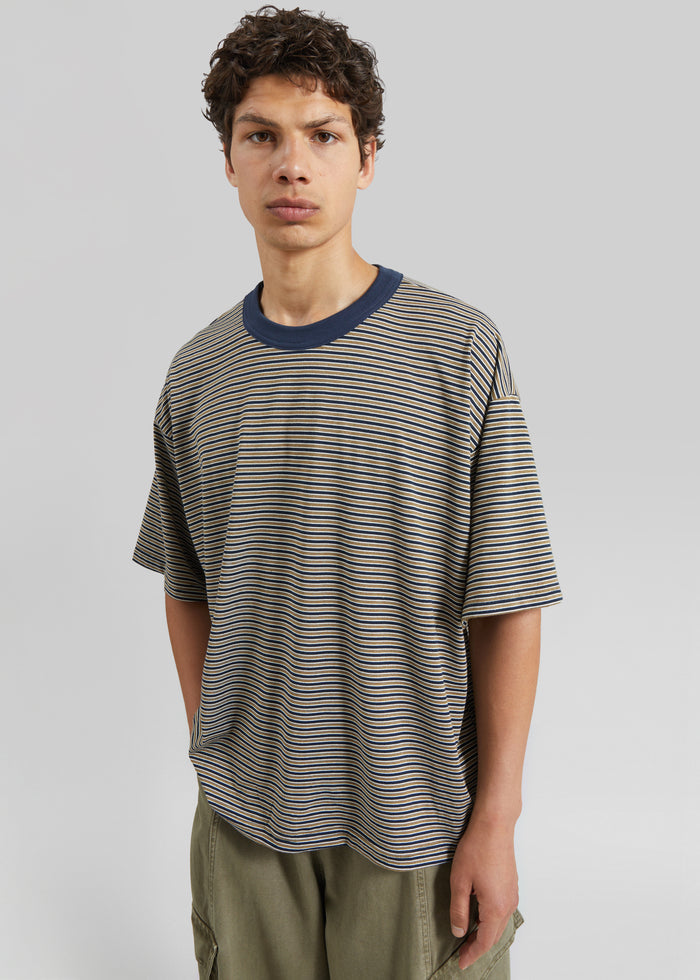Wallace Oversized T-Shirt - Beige/Navy Stripe