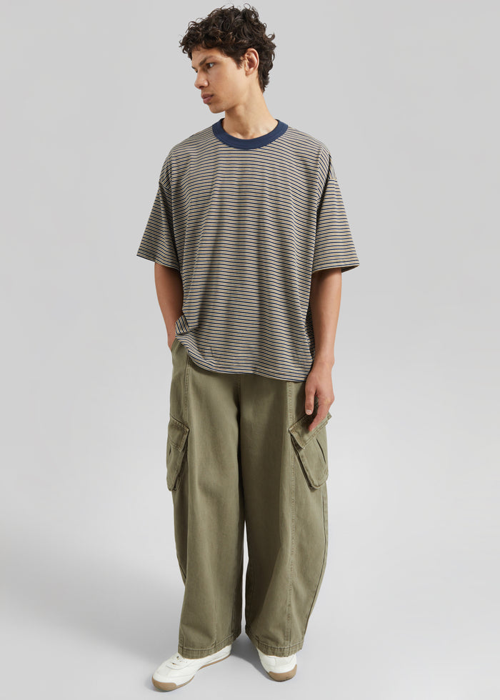 Wallace Oversized T-Shirt - Beige/Navy Stripe