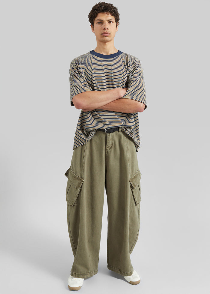 Wallace Oversized T-Shirt - Beige/Navy Stripe