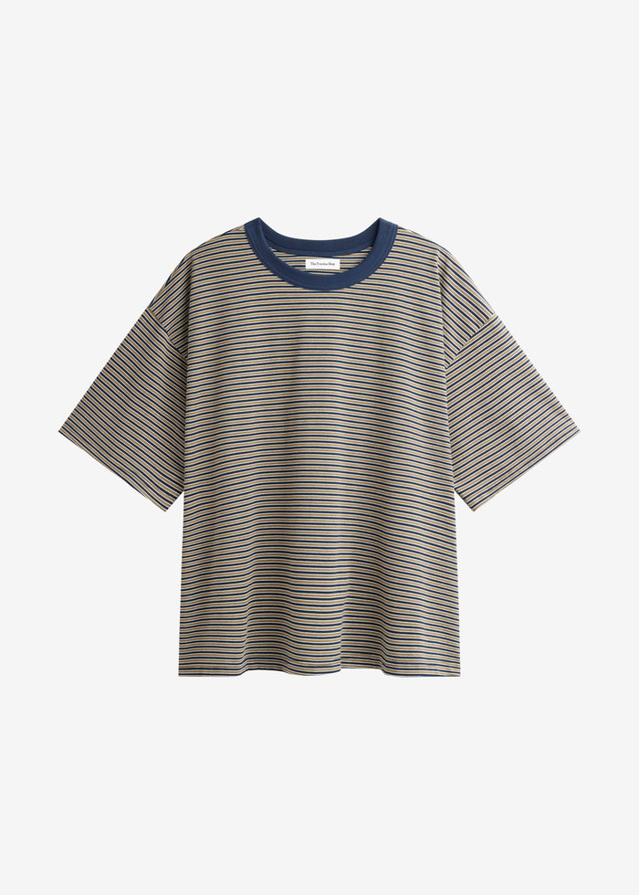 Wallace Oversized T-Shirt - Beige/Navy Stripe