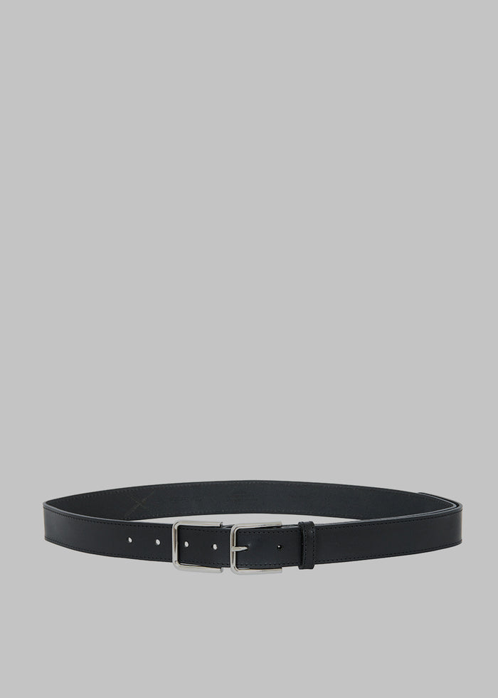 Willow Double Buckle Leather Belt - Black