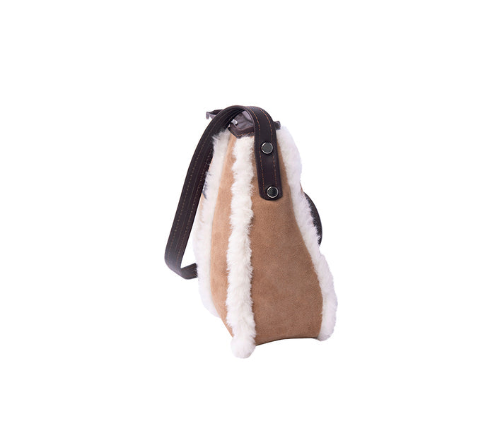 Women Sheepskin Wool Zip Shearling Lined Over Shoulder Bag - UGG EXPRESS