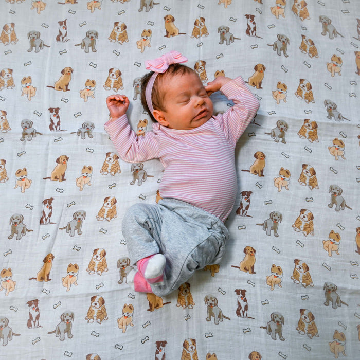 Woof Woof Baby Muslin Swaddle Blanket