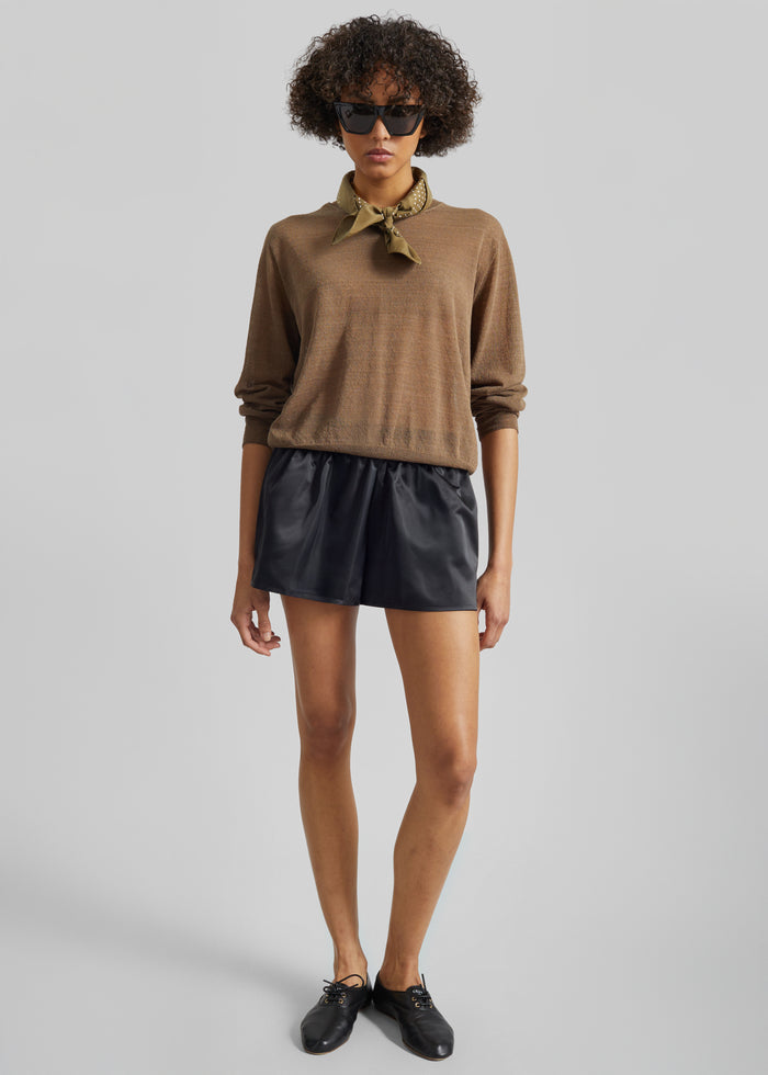 Zafra Satin Mini Shorts - Black