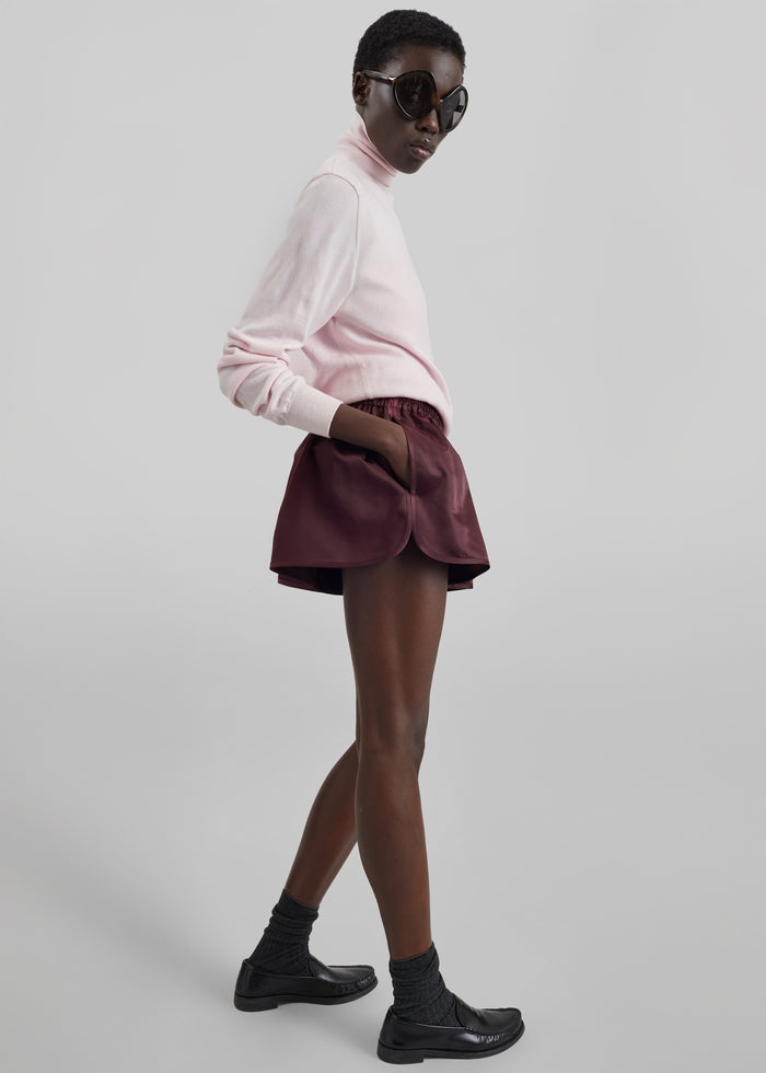 Zafra Satin Mini Shorts - Dark Plum