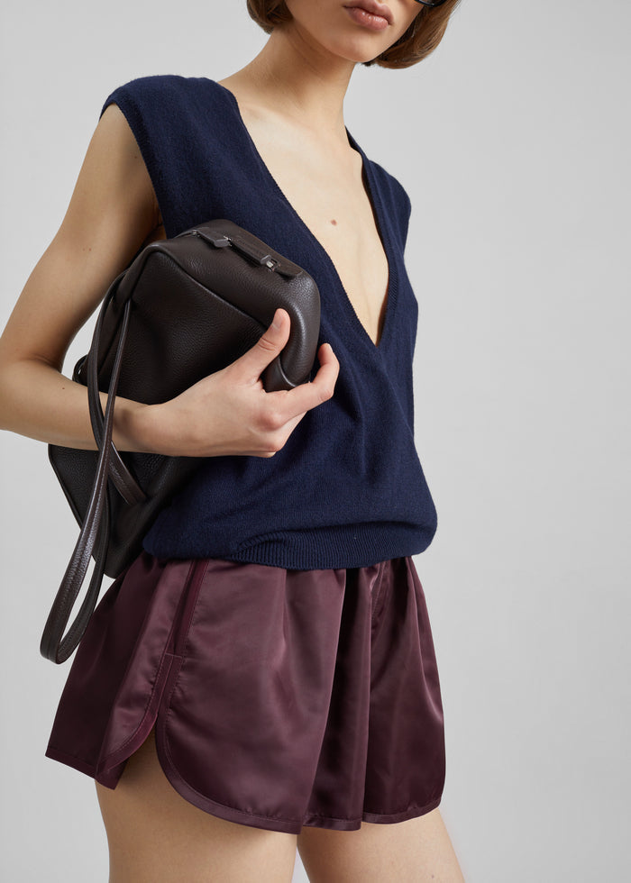 Zafra Satin Mini Shorts - Dark Plum