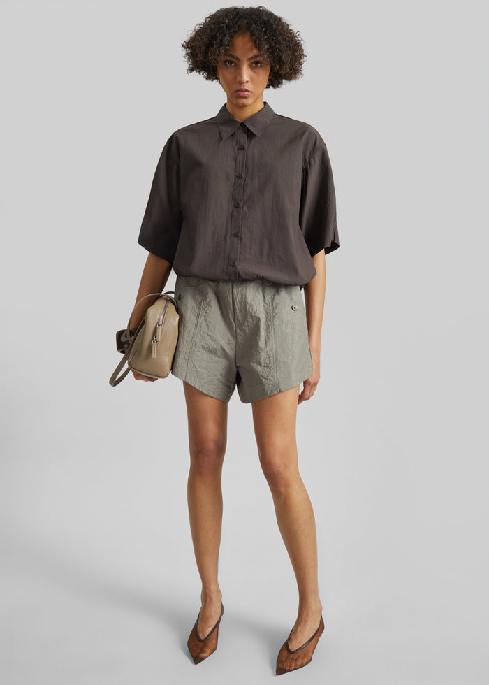 Zamora Textured Mini Shorts - Mocha