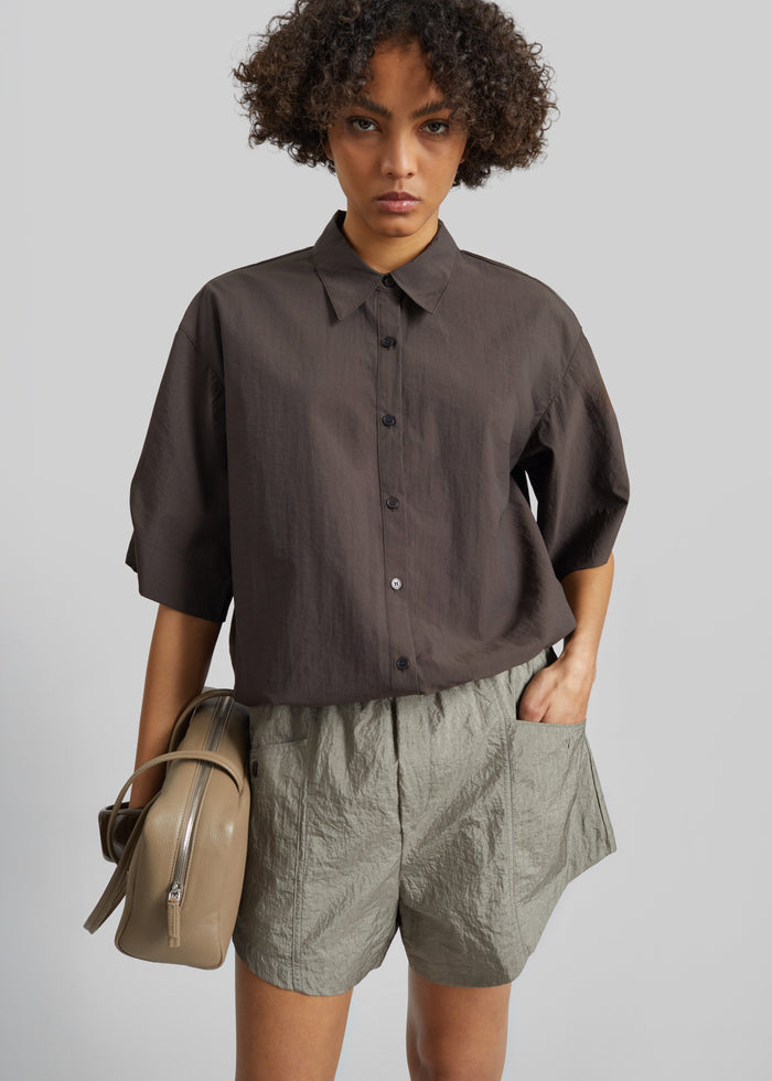 Zamora Textured Mini Shorts - Mocha