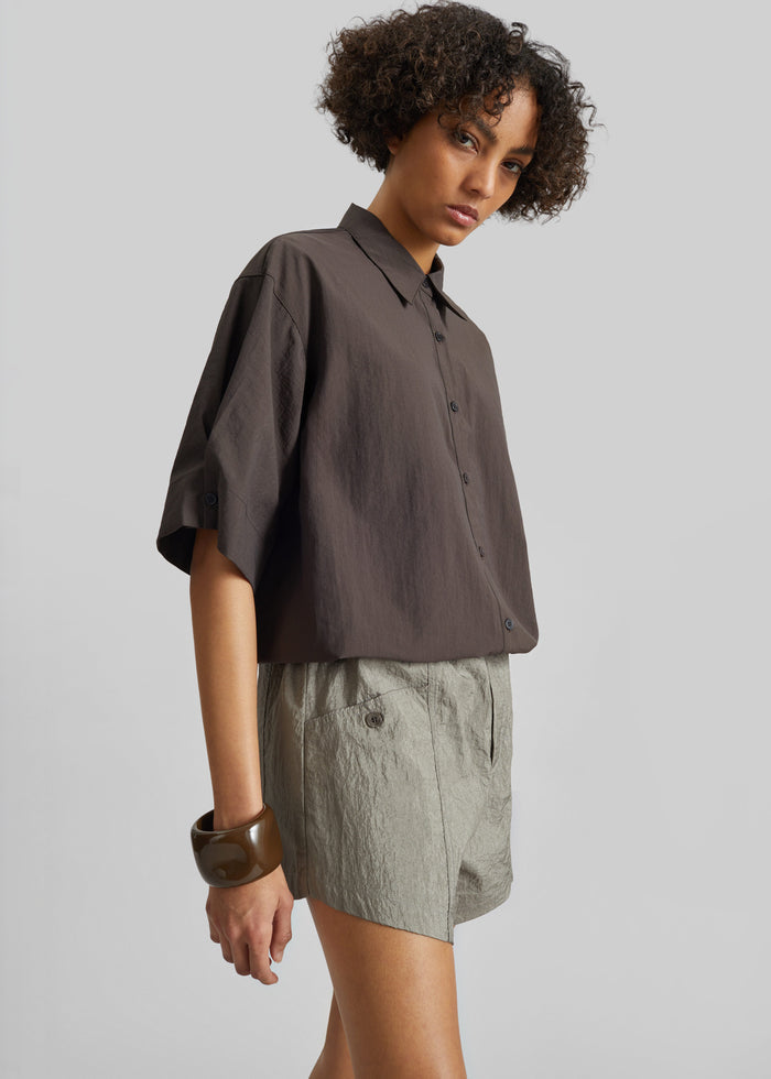 Zamora Textured Mini Shorts - Mocha