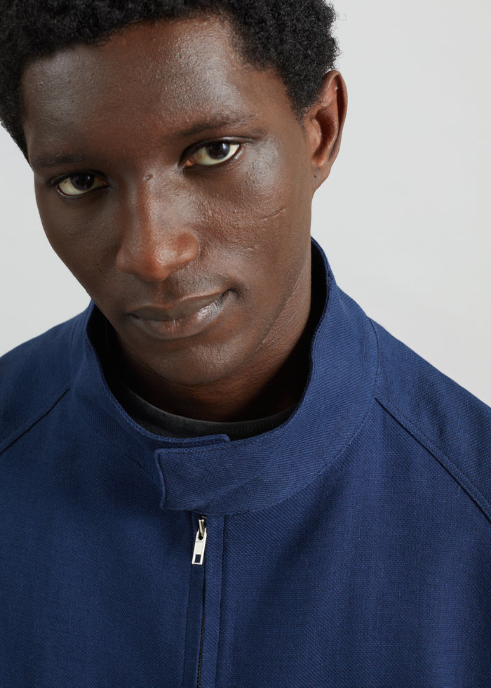 Zave Linen Sleeveless Jacket - Navy