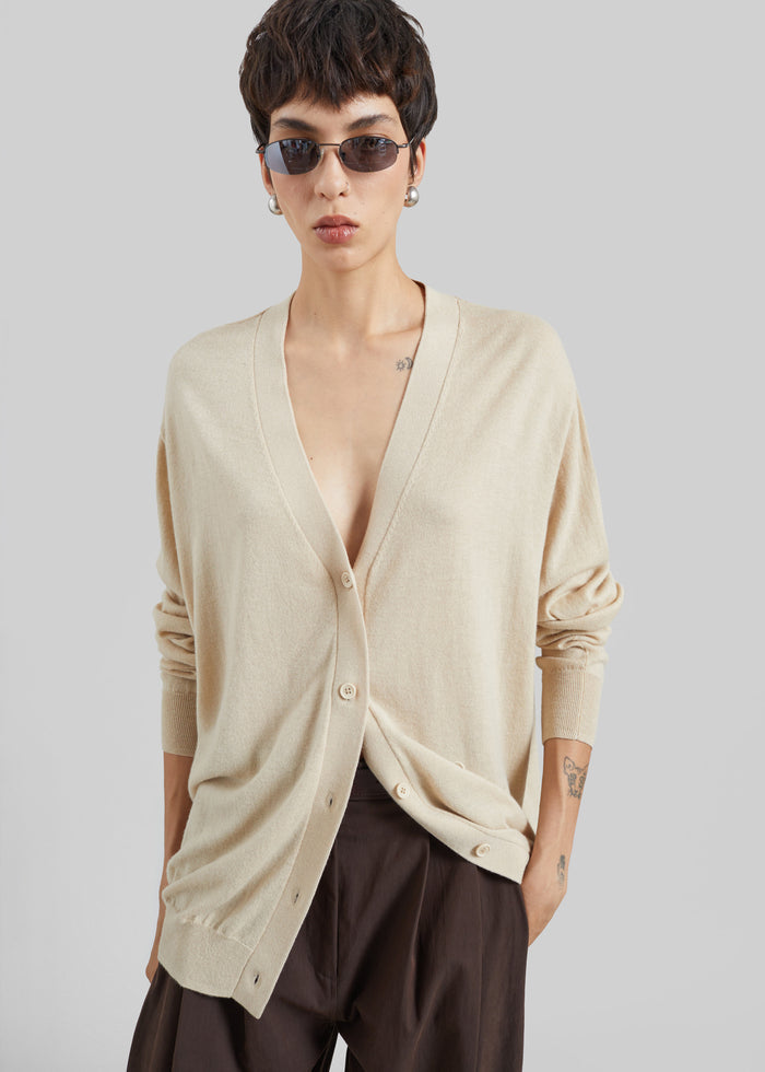Zina V-Neck Cardigan - Beige