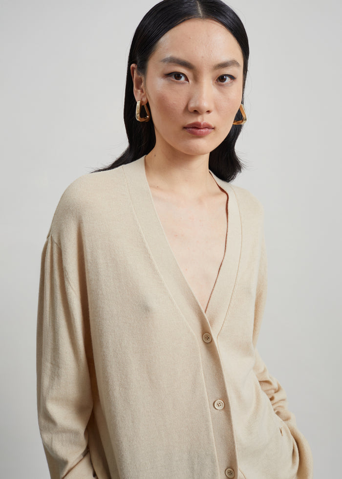 Zina V-Neck Cardigan - Beige