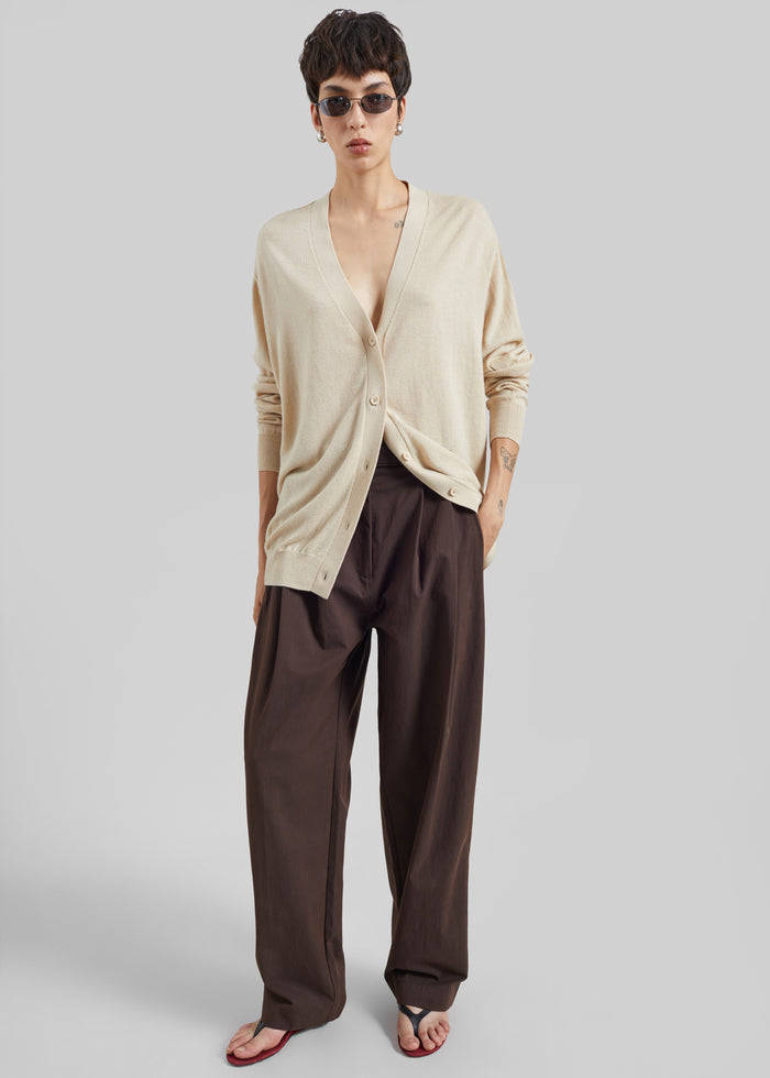 Zina V-Neck Cardigan - Beige